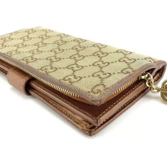 GUCCI Long Wallet GG Canvas Beige ?~ Bronze ?~ Authentic USED - Picture 3 of 5